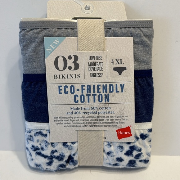 Hanes Women’s 3-Pack Eco Friendly Cotton Bikini Panties - Picture 1 of 7